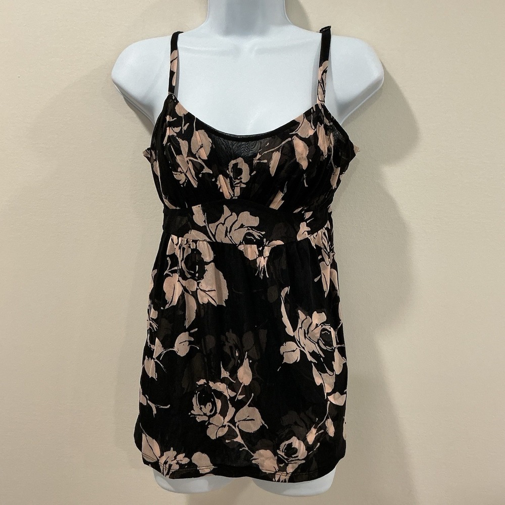 90s Y2K INC Babydoll Top Size M Fairy Grunge Semi Sheer Floral Whimsigoth